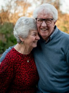 modern dentures on older couple